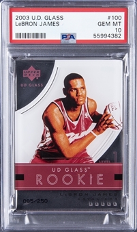 2003-04 UD Glass #100 LeBron James Rookie Card (#085/250) - PSA GEM MT 10